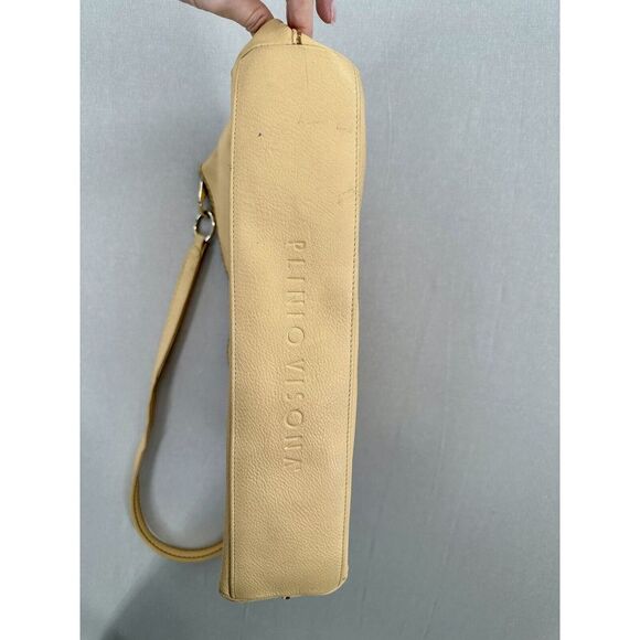 Plinio Visona, Yellow Leather Tote, Large, magnetic closure cheetah Print Inside - Picture 14 of 15